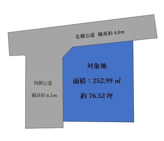 人気の住宅地「花山手エリア」に約76坪の広々とした土地です。北西角地で開放感もあります！